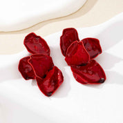 Crimson Bloom | Petal Statement Earrings | Gold Plated Sculpted Floral Design | Bold Contemporary Luxe Earrings