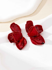 Crimson Bloom | Petal Statement Earrings | Gold Plated Sculpted Floral Design | Bold Contemporary Luxe Earrings