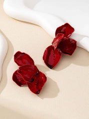 Crimson Bloom | Petal Statement Earrings | Gold Plated Sculpted Floral Design | Bold Contemporary Luxe Earrings