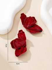 Crimson Bloom | Petal Statement Earrings | Gold Plated Sculpted Floral Design | Bold Contemporary Luxe Earrings