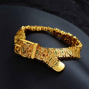 Celestia Glow | Emerald Prism Luxe Bracelet | Gold Plated Green Crystal Detailing | Elegant Contemporary Statement Bracelet