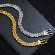 Celestia Glow | Emerald Prism Luxe Bracelet | Gold Plated Green Crystal Detailing | Elegant Contemporary Statement Bracelet