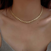 Aurelia Radiance | Twist Zircon Necklace & Bracelet Set | Gold Plated Twisted Design with Crystal Detailing | Coordinated Occasion Luxe Set