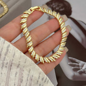 Aurelia Radiance | Twist Zircon Necklace & Bracelet Set | Gold Plated Twisted Design with Crystal Detailing | Coordinated Occasion Luxe Set