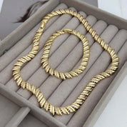 Aurelia Radiance | Twist Zircon Necklace & Bracelet Set | Gold Plated Twisted Design with Crystal Detailing | Coordinated Occasion Luxe Set