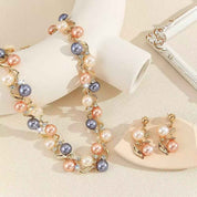 Blush Royale | Pearl Elegance Necklace & Earring Set | Gold Plated Multi-Tone Pearl Design | Sophisticated Occasion Luxe Set