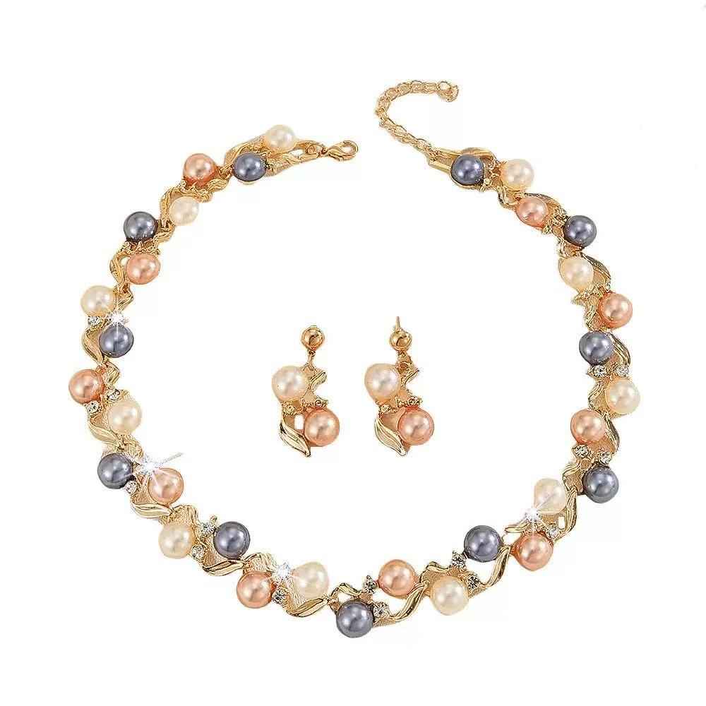 Blush Royale | Pearl Elegance Necklace & Earring Set | Gold Plated Multi-Tone Pearl Design | Sophisticated Occasion Luxe Set