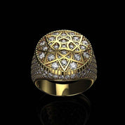 Imperial | Radiant Mandala Ring | Geometric Mandala Star Motif | Bold Luxury Statement