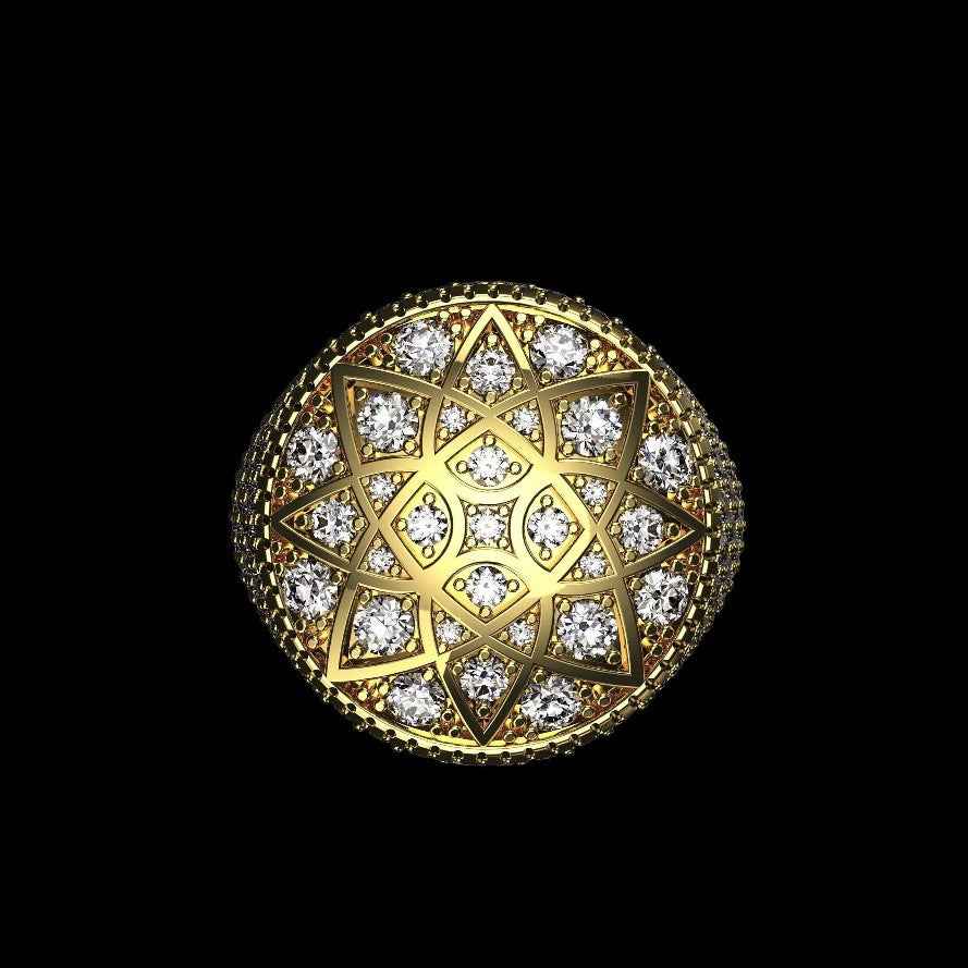 Imperial | Radiant Mandala Ring | Geometric Mandala Star Motif | Bold Luxury Statement