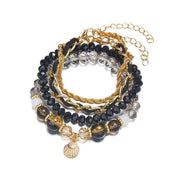 Oceanica Muse | Charm Layered Bracelet Set | Gold Plated Multi-Bead & Shell Detailing | Boho Coastal Statement Bracelet Set