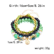 Oceanica Muse | Charm Layered Bracelet Set | Gold Plated Multi-Bead & Shell Detailing | Boho Coastal Statement Bracelet Set