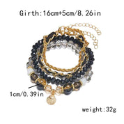 Oceanica Muse | Charm Layered Bracelet Set | Gold Plated Multi-Bead & Shell Detailing | Boho Coastal Statement Bracelet Set