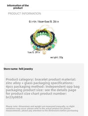 Oceanica Muse | Charm Layered Bracelet Set | Gold Plated Multi-Bead & Shell Detailing | Boho Coastal Statement Bracelet Set