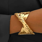 Aurielle Curve | Twist Luxe Cuff Bracelet | Gold Plated Sculpted Design | Modern Statement Bracelet for Elevated Styling