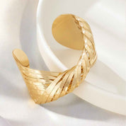 Aurielle Curve | Twist Luxe Cuff Bracelet | Gold Plated Sculpted Design | Modern Statement Bracelet for Elevated Styling