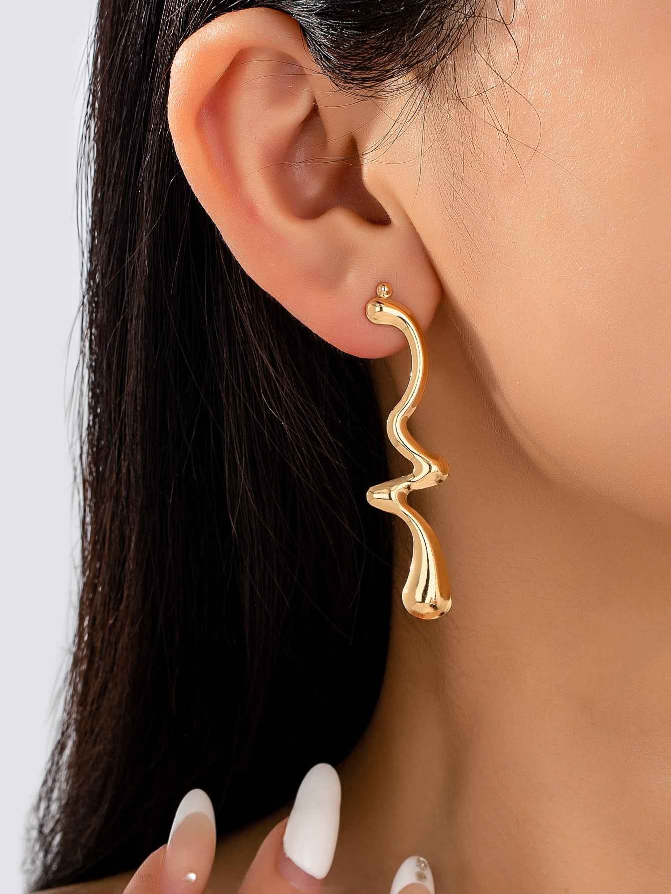 Aurielle Flow | Sculpted Statement Earrings | Gold Plated Fluid Abstract Design | Modern Artistic Luxe Earrings