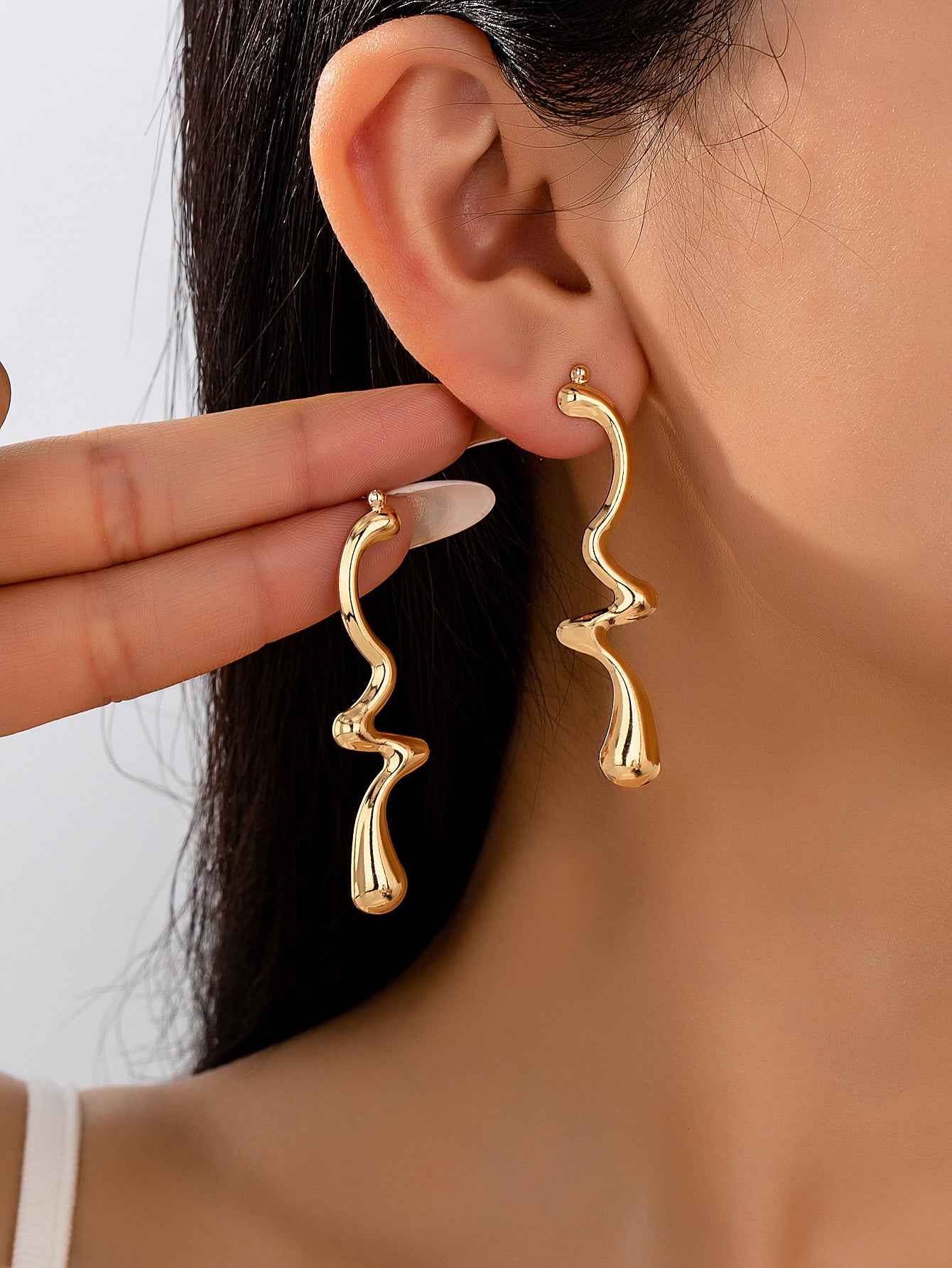 Aurielle Flow | Sculpted Statement Earrings | Gold Plated Fluid Abstract Design | Modern Artistic Luxe Earrings