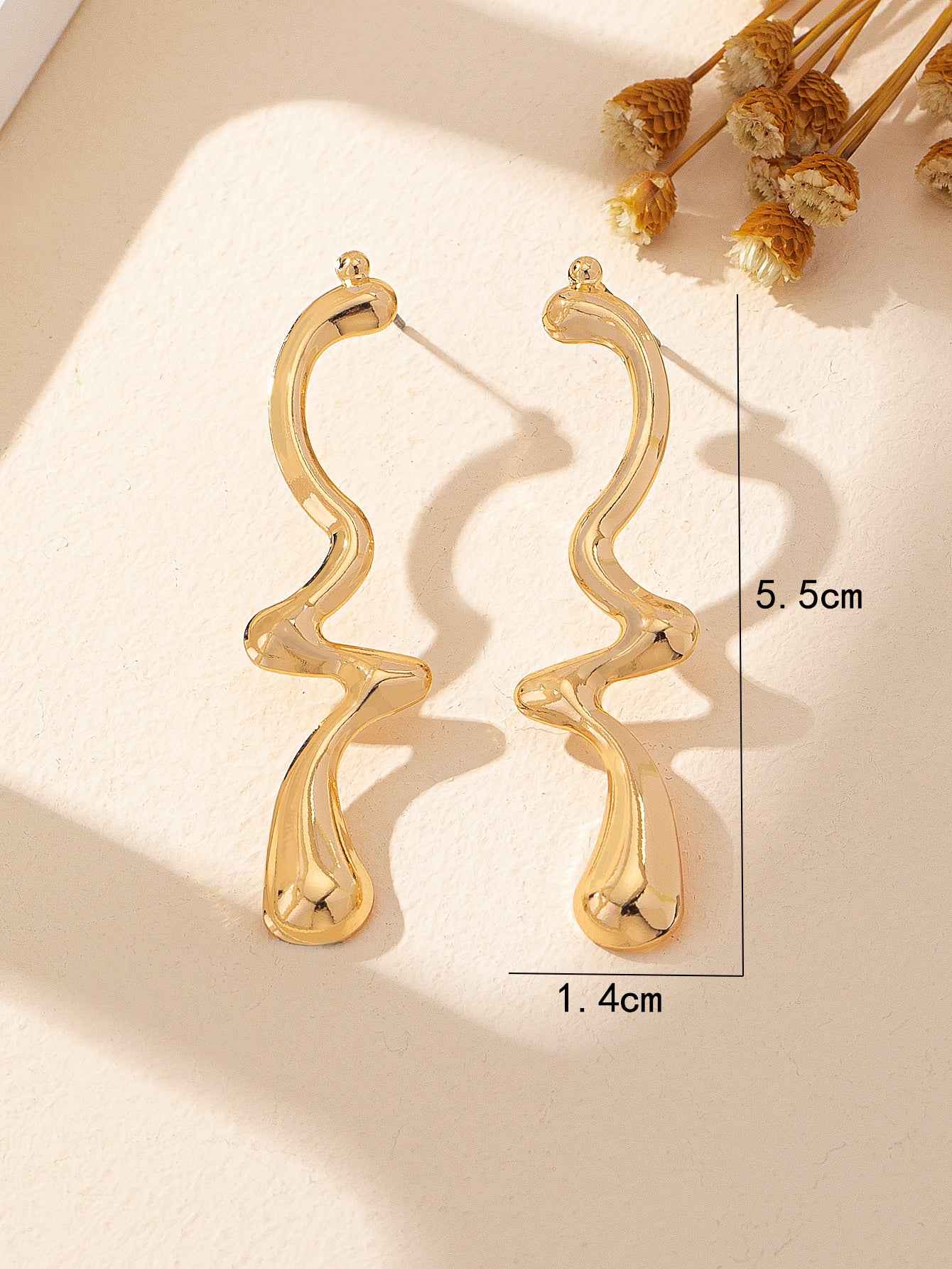 Aurielle Flow | Sculpted Statement Earrings | Gold Plated Fluid Abstract Design | Modern Artistic Luxe Earrings