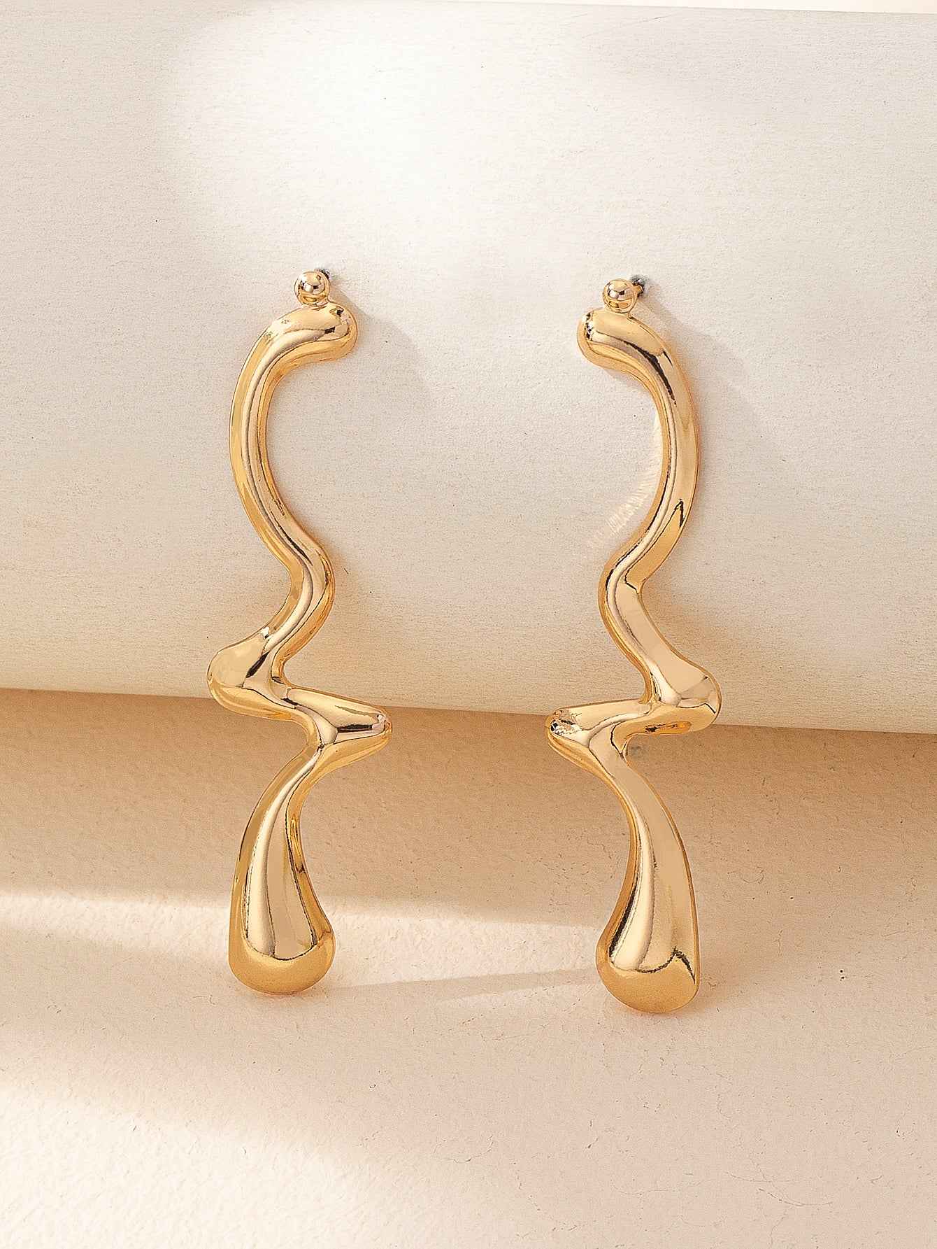 Aurielle Flow | Sculpted Statement Earrings | Gold Plated Fluid Abstract Design | Modern Artistic Luxe Earrings