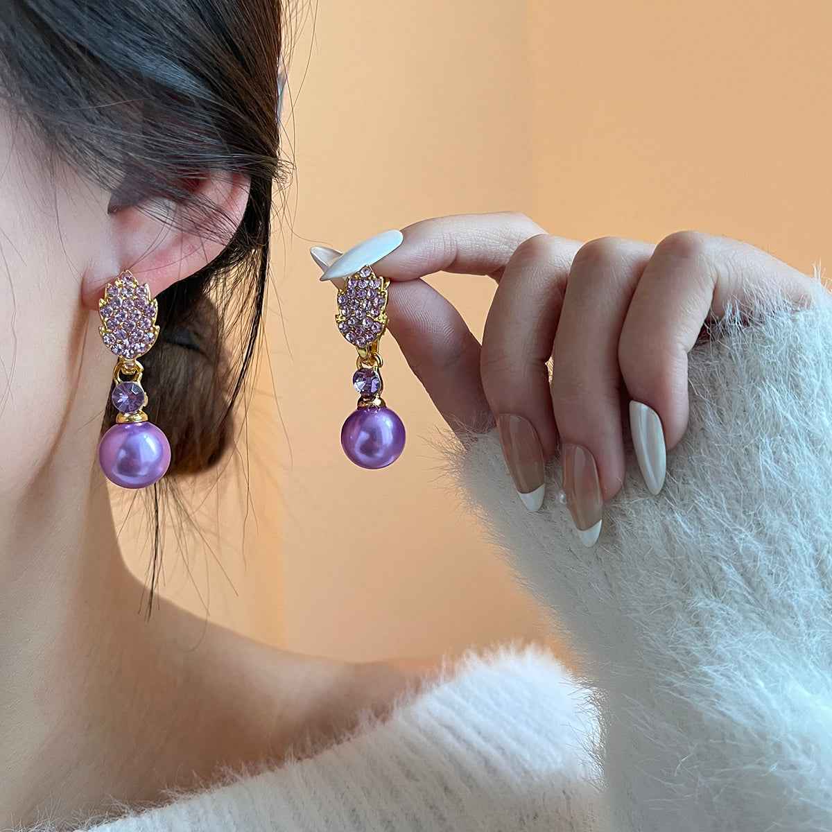 Lavelle Grace | Crystal Pearl Drop Earrings | Gold Plated Leaf Motif with Pearl Accent | Elegant Occasion Luxe Earrings