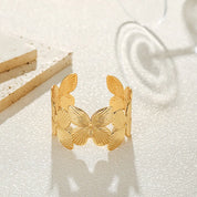 Butterfly Bloom Open Cuff Bracelet - Gold Plated
