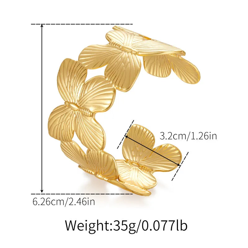 Butterfly Bloom Open Cuff Bracelet - Gold Plated