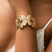 Butterfly Bloom Open Cuff Bracelet - Gold Plated