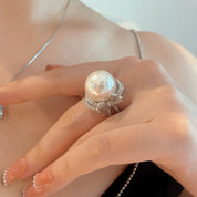 Majestic Pearl Crown 925 Silver Plated Ring