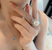 Majestic Pearl Crown 925 Silver Plated Ring