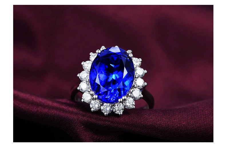 Royal Azure Halo Adjustable Ring
