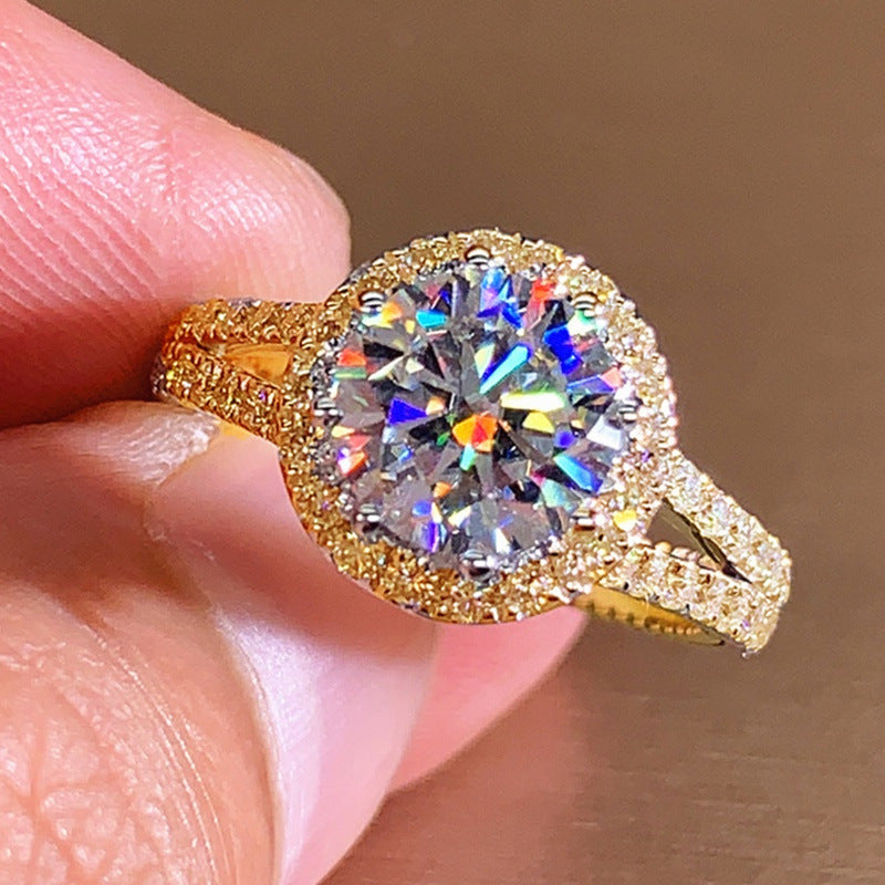Halo Royale – Dual Shine Split Band 925 Silver / 18K Gold Plated Ring