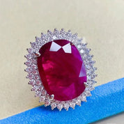 Royal Crimson Halo Adjustable Ring