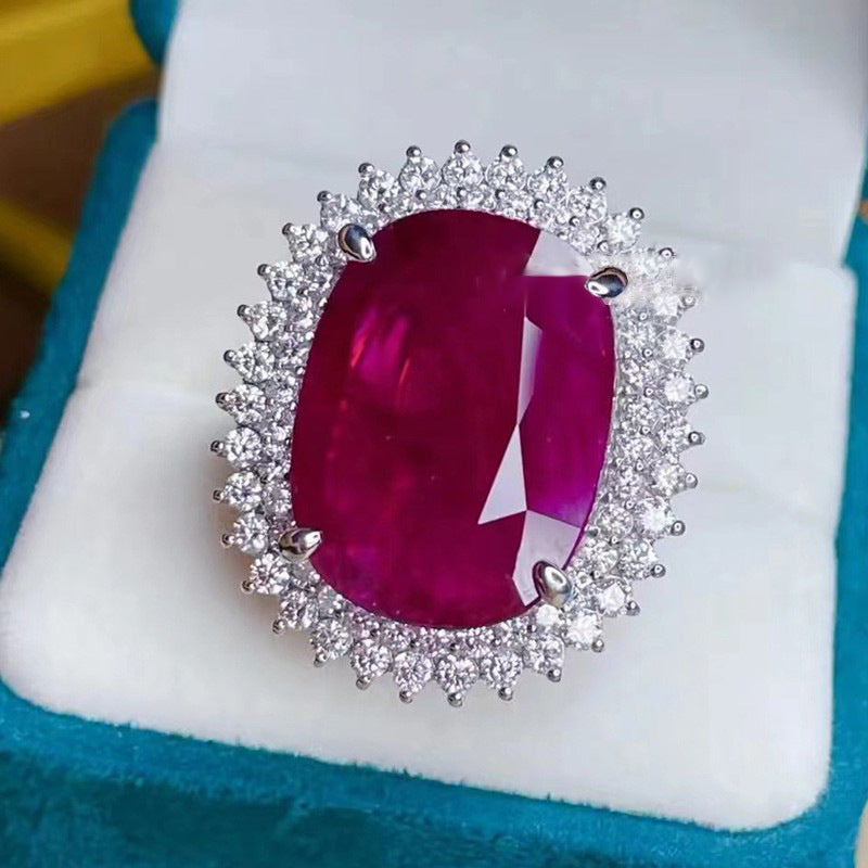 Royal Crimson Halo Adjustable Ring