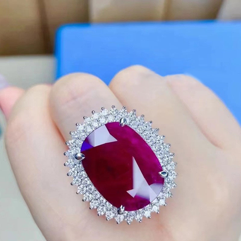 Royal Crimson Halo Adjustable Ring