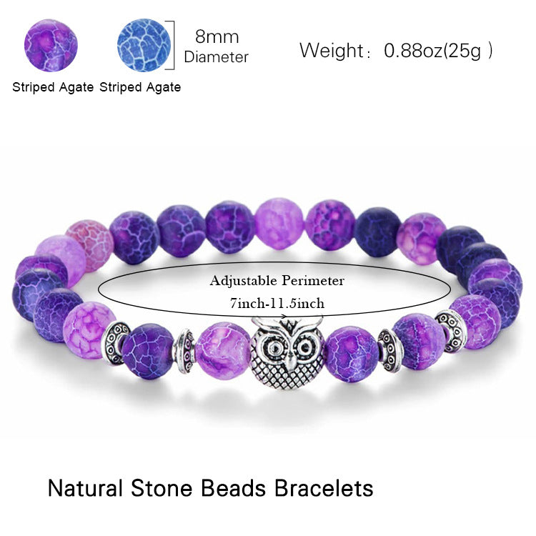Twilight Wisdom Owl Stone Bracelet