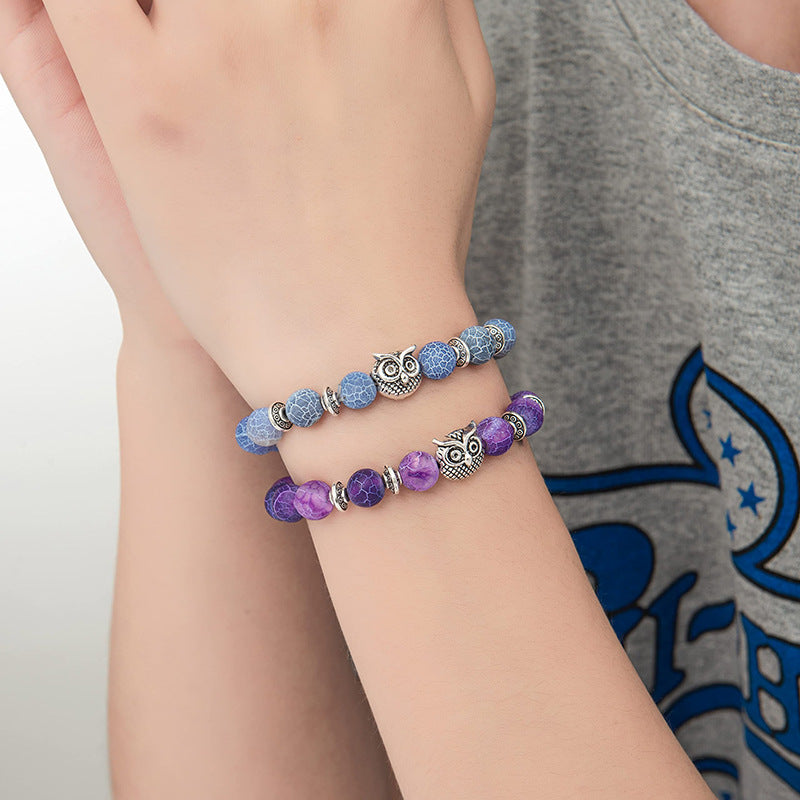 Twilight Wisdom Owl Stone Bracelet