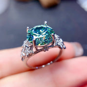 Celestial Emerald Glow 925 Silver Plated Ring
