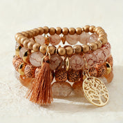 Golden Earth Beaded Bracelet Set