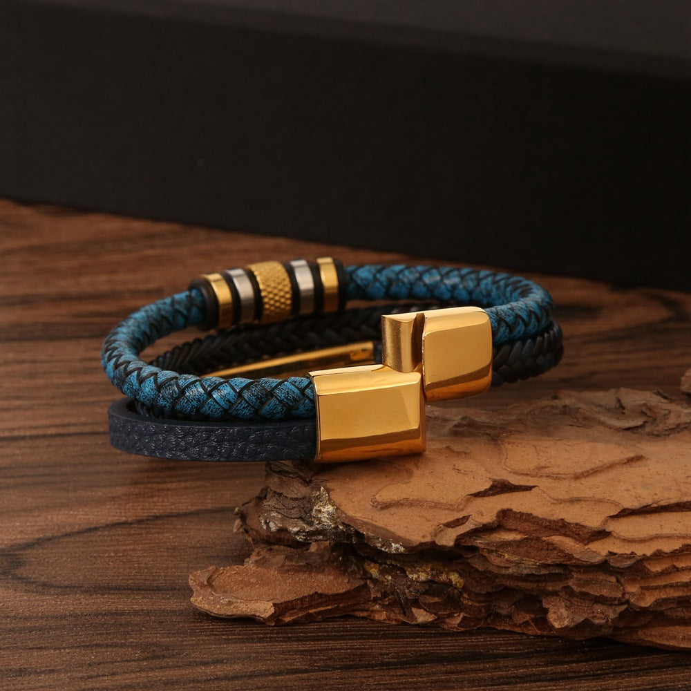 Midnight Valor Leather Bracelet