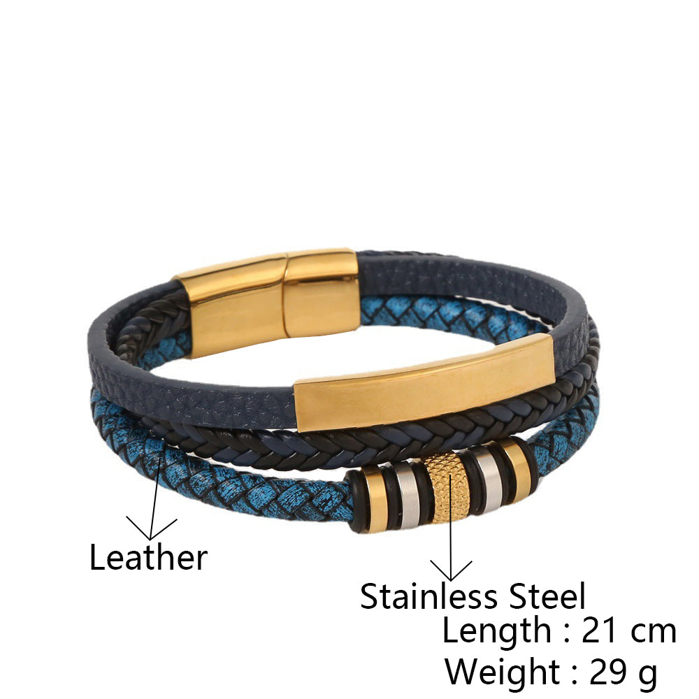 Midnight Valor Leather Bracelet