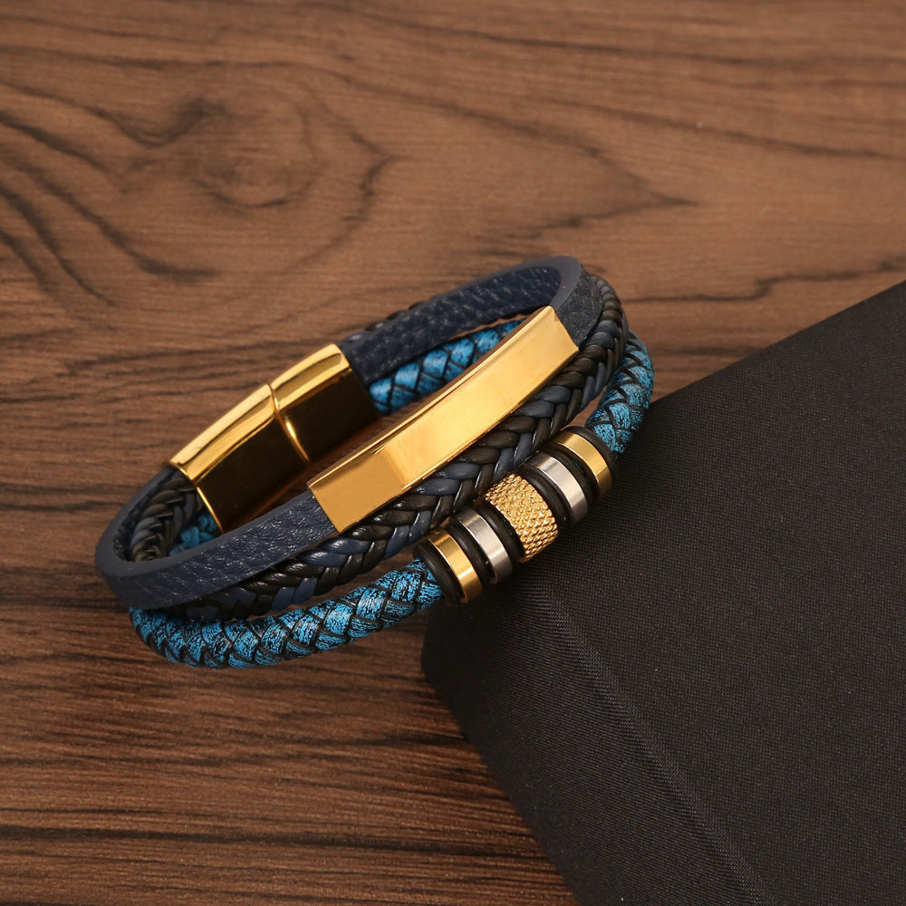 Midnight Valor Leather Bracelet