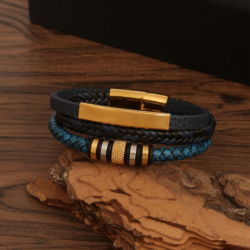 Midnight Valor Leather Bracelet