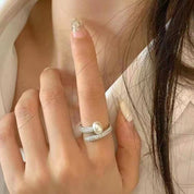 Lustrous Embrace Pearl 925 silver plated Adjustable Ring