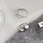 Pearl Form Adjustable 925 Silver Plated Ring
