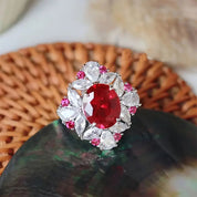 Scarlet Majesty Halo 925 silver plating Ring