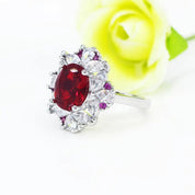 Scarlet Majesty Halo 925 silver plating Ring