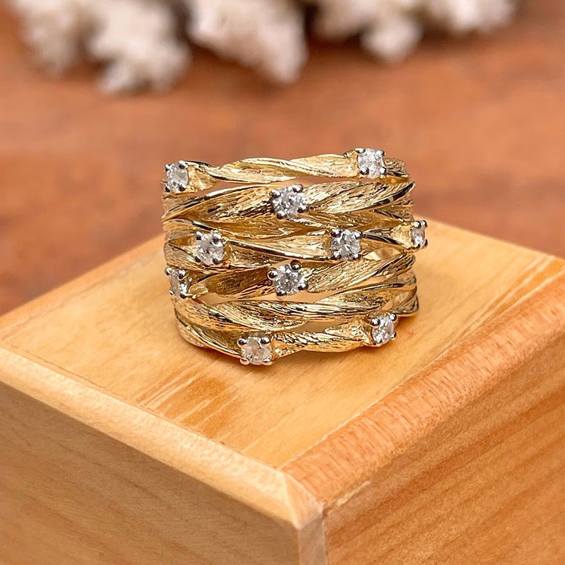 Auric Weave Luxe 18K Gold Plated Band Ring