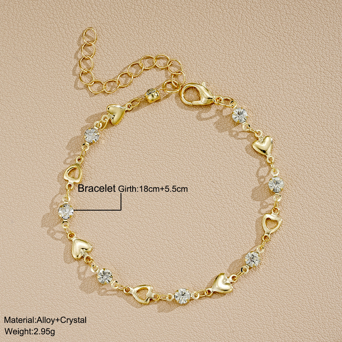 Aurora Heart Crystal Charm Bracelet