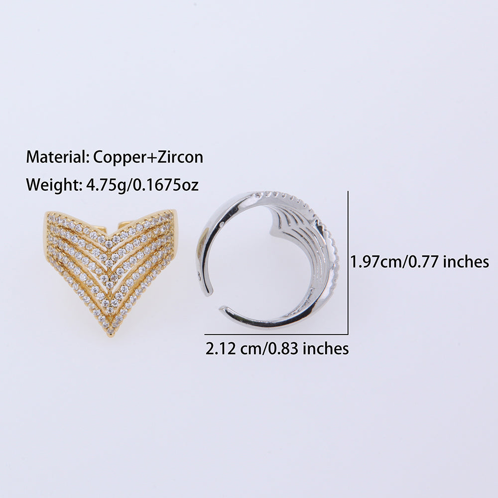 Radiant Chevron – Geometric Zircon Adjustable 14K gold plated / 925 silver plated Ring