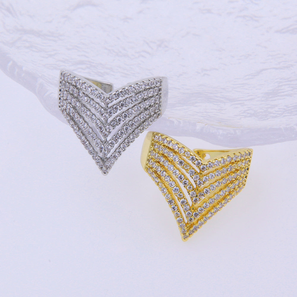Radiant Chevron – Geometric Zircon Adjustable 14K gold plated / 925 silver plated Ring